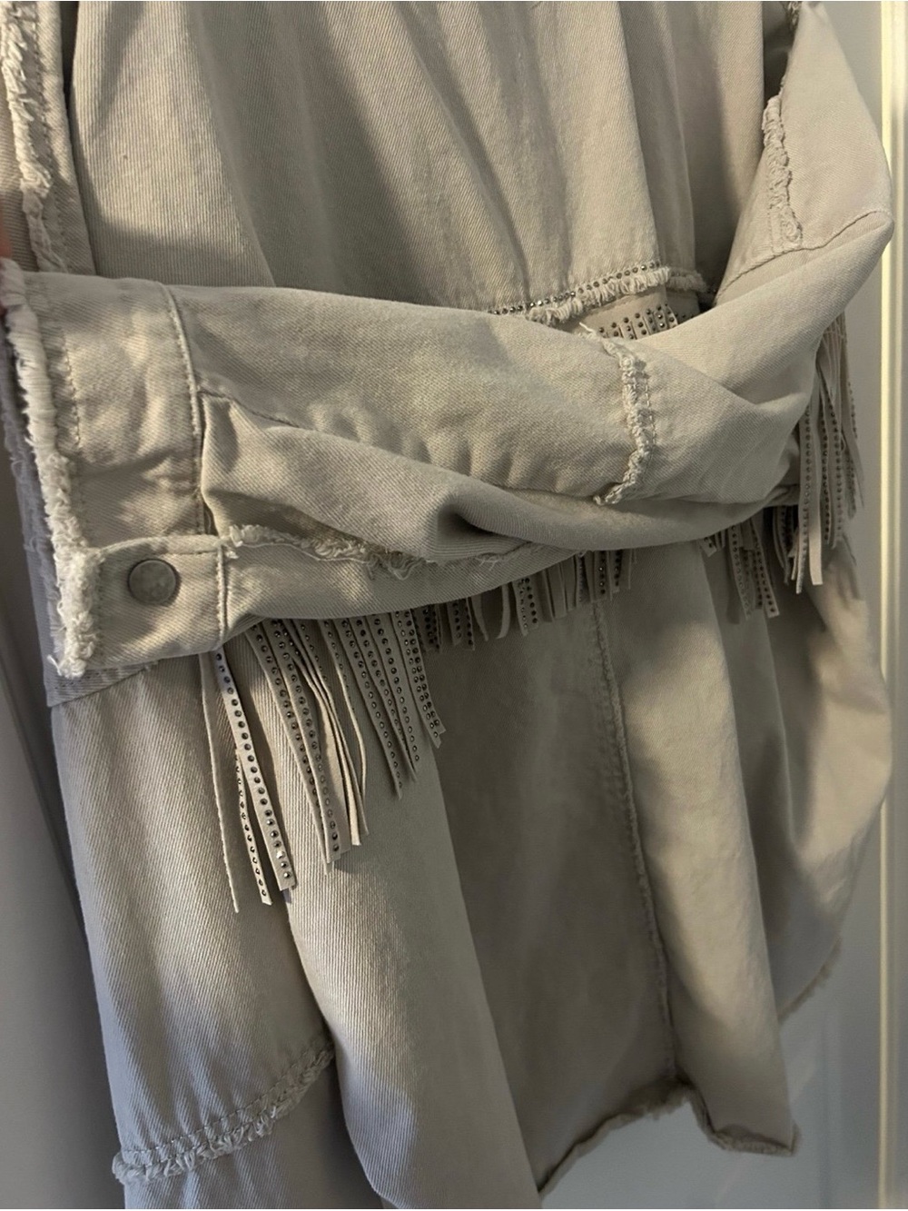 Zara Taupe Fringe Button-Up Jacket - Picture 9 of 9
